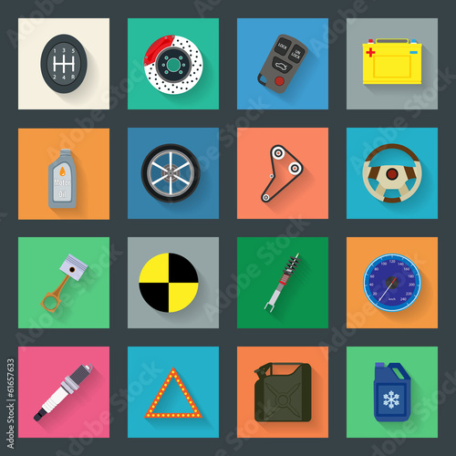 Auto service flat icons set