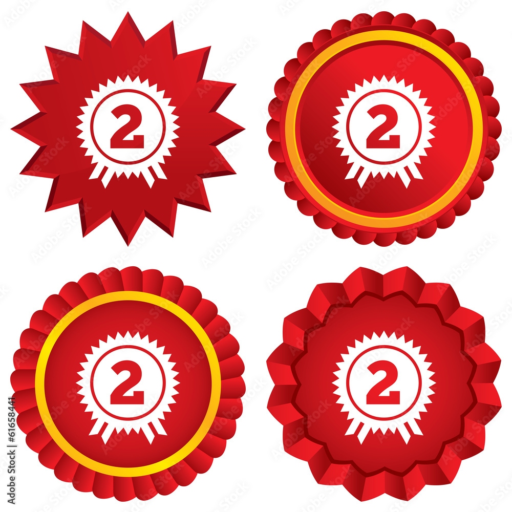 Second place award sign icon. Prize for winner. Second place award sign icon. Prize for winner.