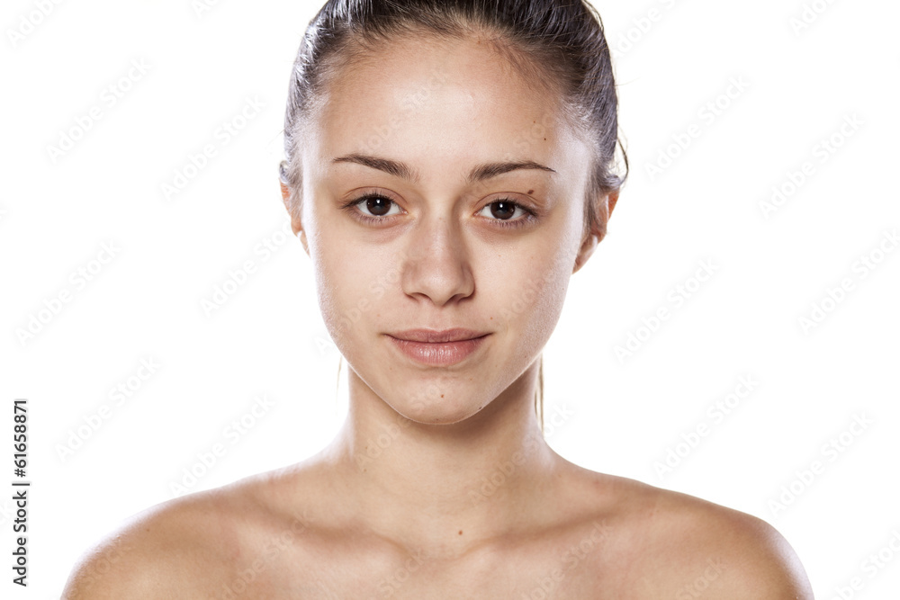 beautiful young woman posing with no makeup Stock Photo | Adobe Stock