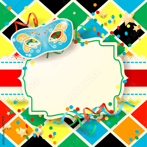 Carnival background with label and mask