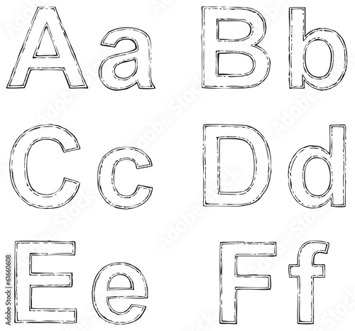 Vector font with freehand contour and shaded red paint