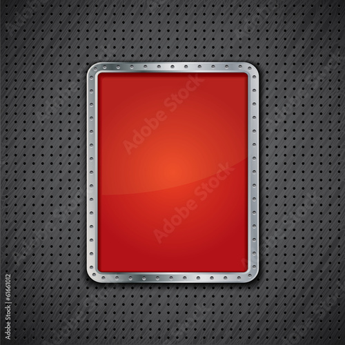 Metal panel or red metallic advertising board