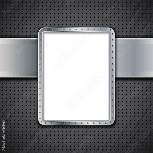 Blank metal panel or metallic advertising banner