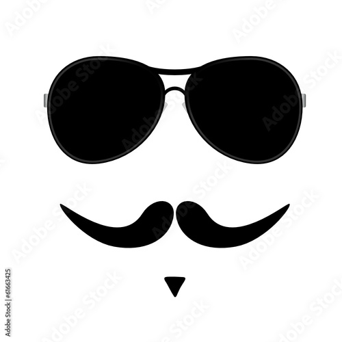 face illustration with mustache vector two