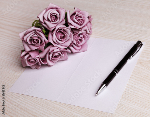 blank card with flowers