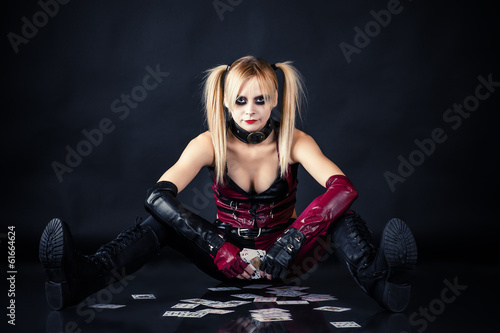 Bild auf Leinwand woman in the image of the mad a harlequin
