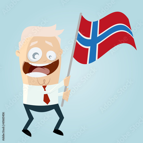 norwegen mann fahne schwenken