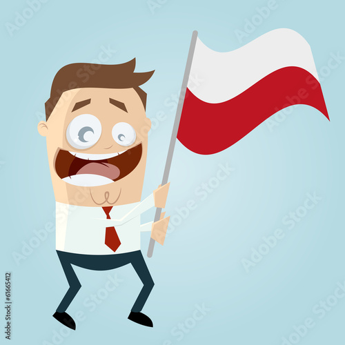 polen mann fahne schwenken