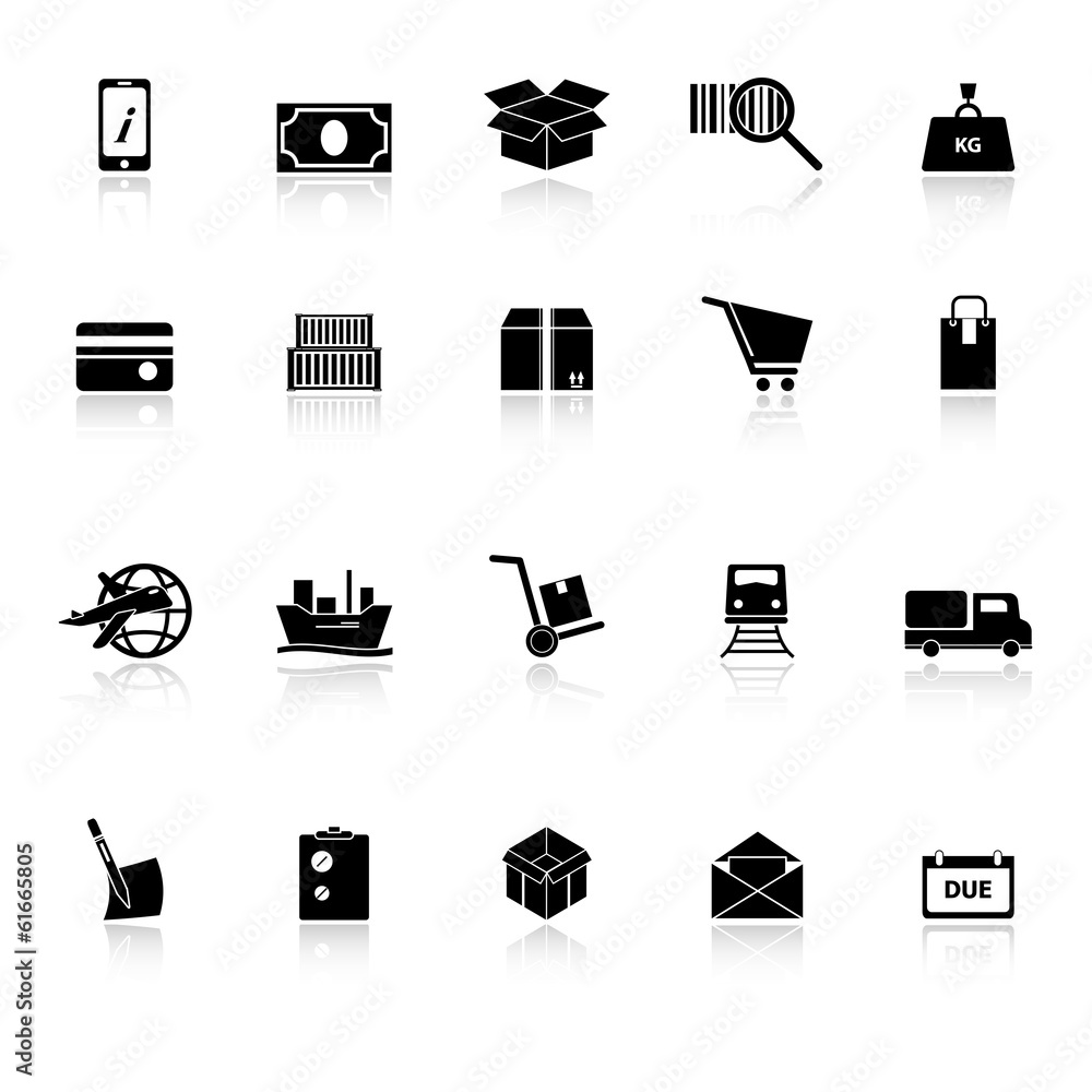 Shipment icons with reflect on white background Shipment icons with reflect on white background