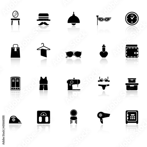 Dressing room icons with reflect on white background