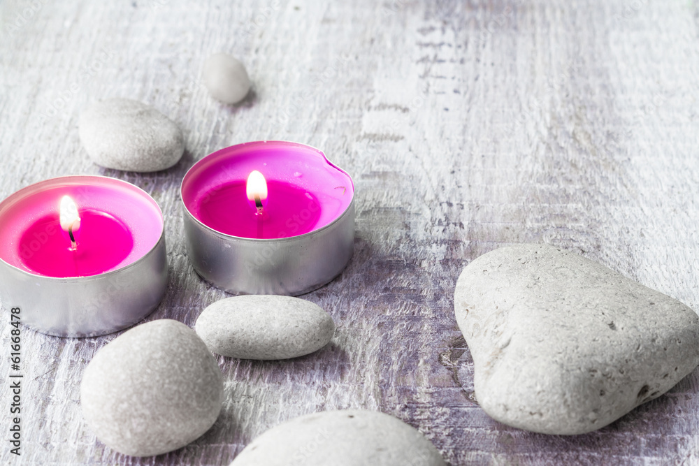 Spa concept stones aromatic candles Spa concept stones aromatic candles