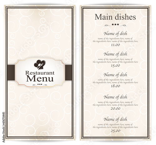 Restaurant menu