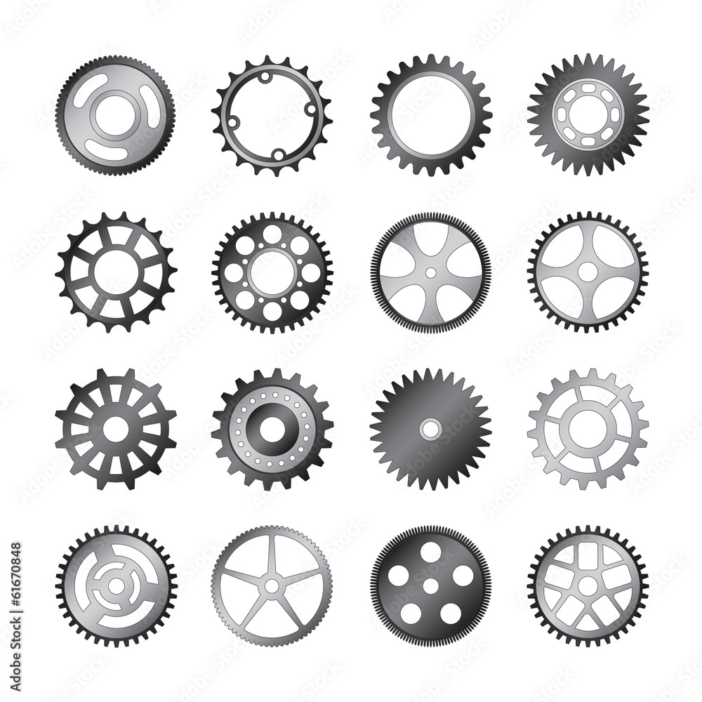 set of gear wheels vector set of gear wheels vector
