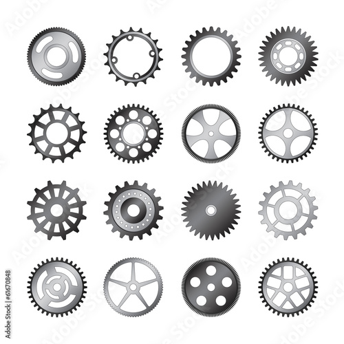set of gear wheels vector