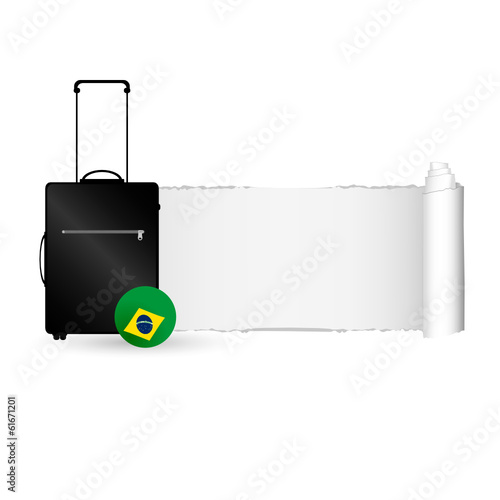 travel bag with tearing paper color vector