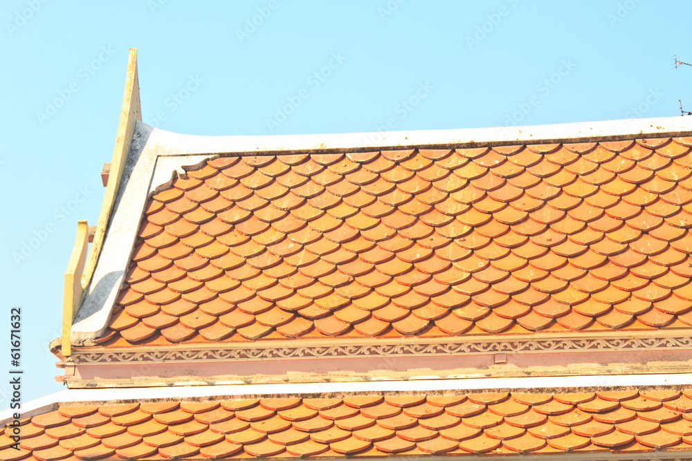 Naklejka premium Temple roof tile in thai style