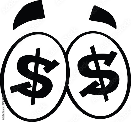 Black And White Dollar Sign Cartoon Eyes