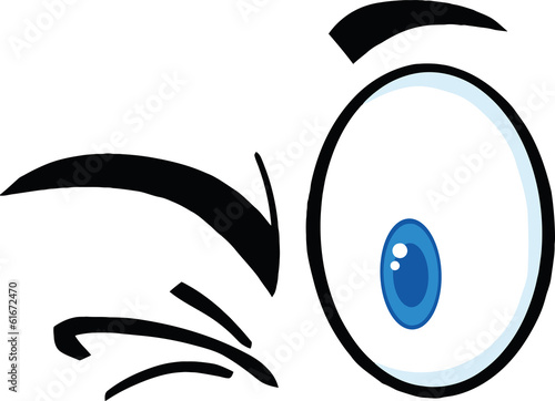 Winking Cartoon Eyes  Illustration Isolated on white