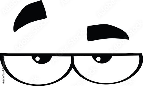 Black And White Bored Cartoon Eyes