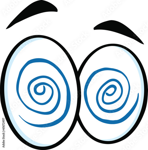 Hypnotized Cartoon Eyes  Illustration Isolated on white