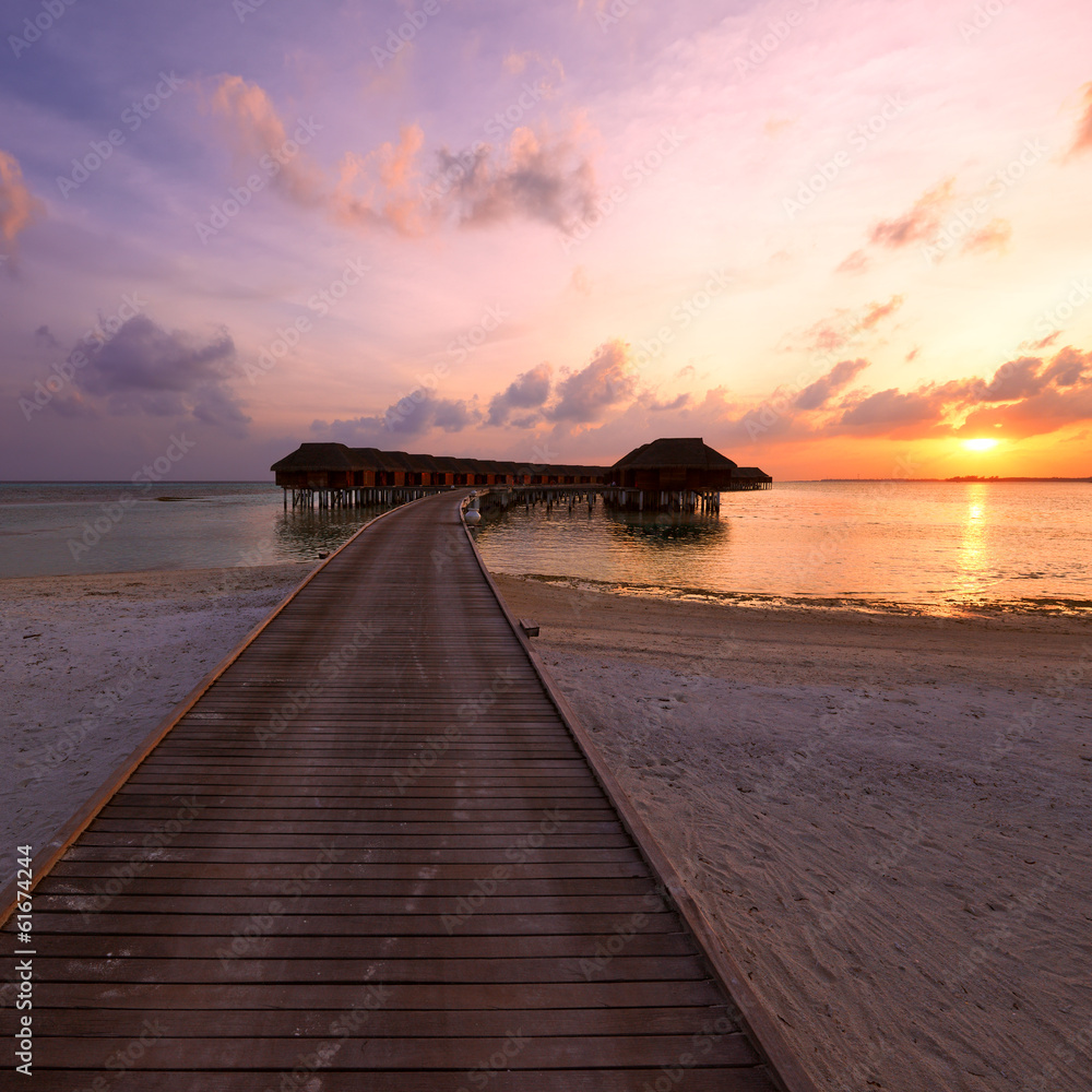 Sunset at Maldivian beach