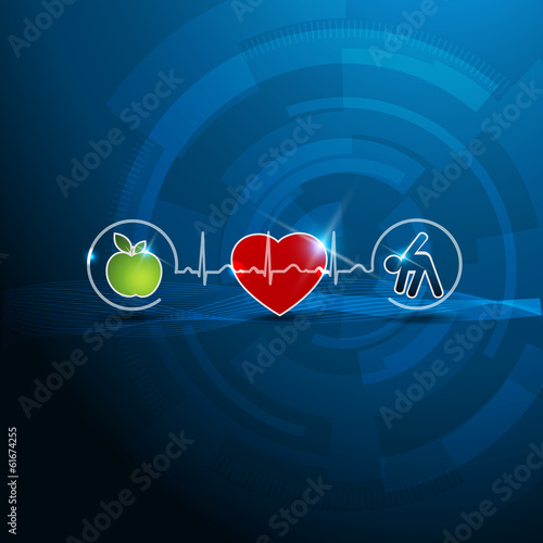 Bright cardiology symbols, healthy living concept