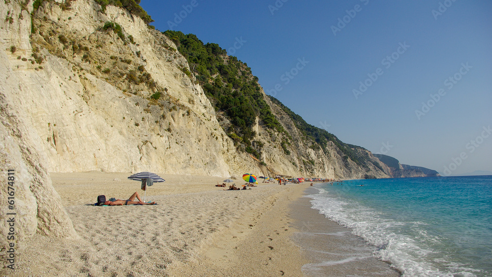 Naklejka premium Egremni beach in Lefkada, Ionion sea, Greece