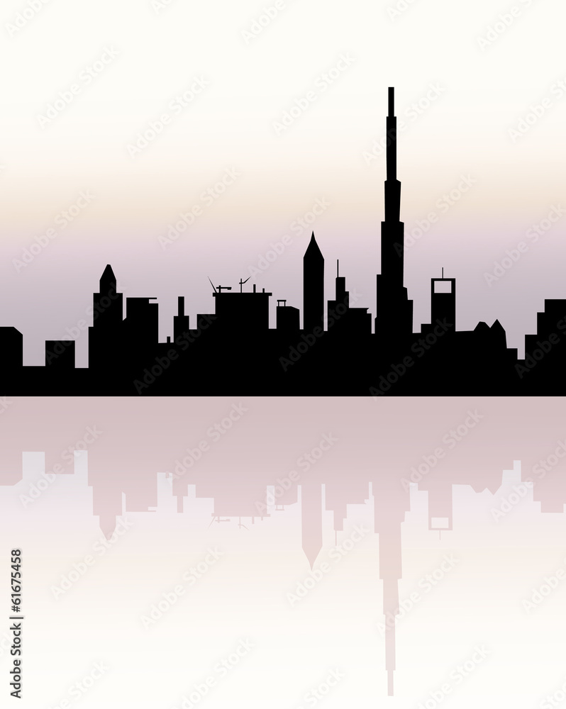 City skyline at evening-vector