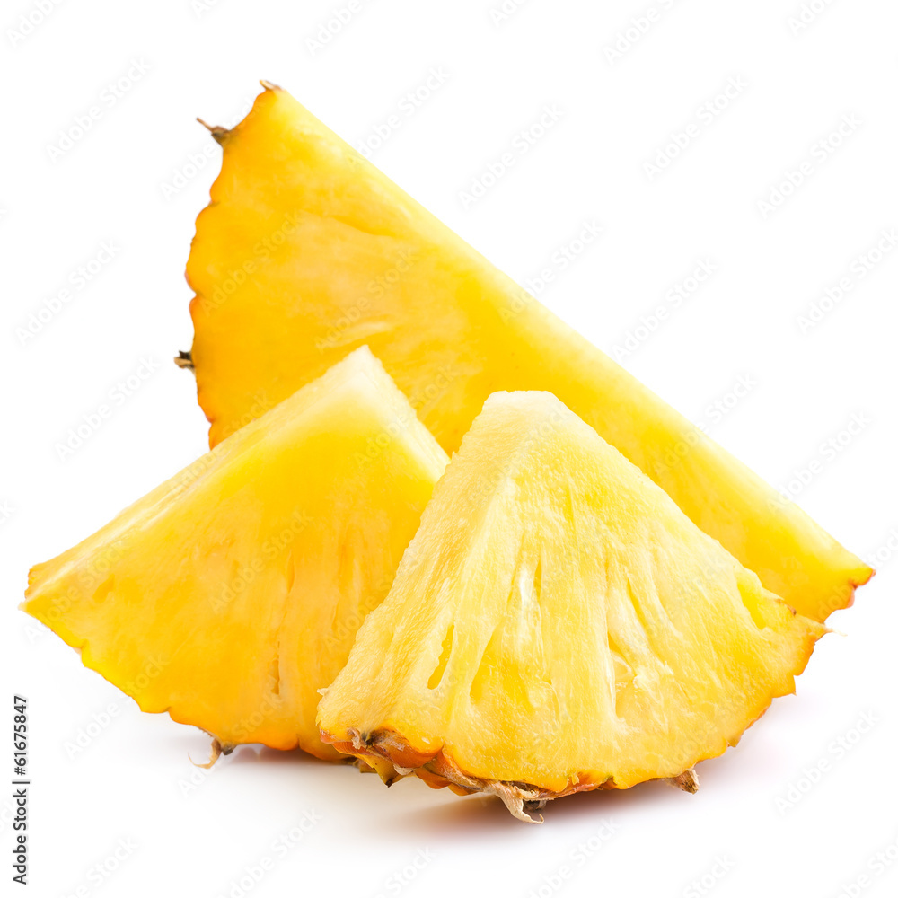 Pineapple slices isolated on white background - obrazy, fototapety, plakaty 