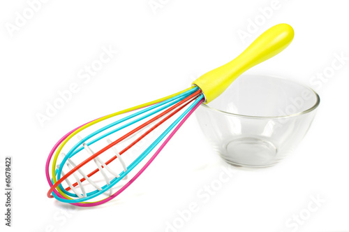 whisk on a glass bowl