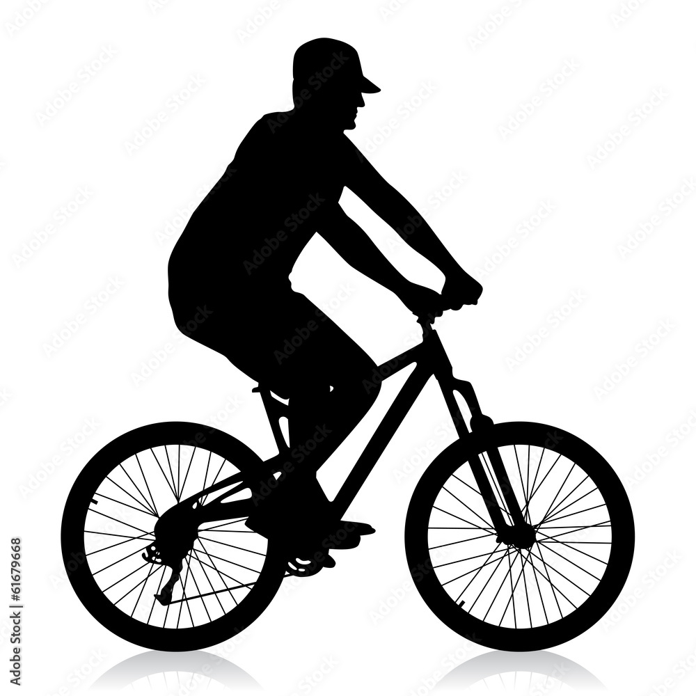 Schwarze Silhouette eines Fahrrad fahrenden Mannes Schwarze Silhouette eines Fahrrad fahrenden Mannes