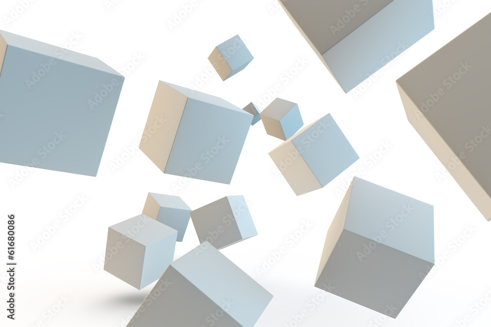 selection of 3d rendered cubes coming towards camera selection of 3d rendered cubes coming towards camera