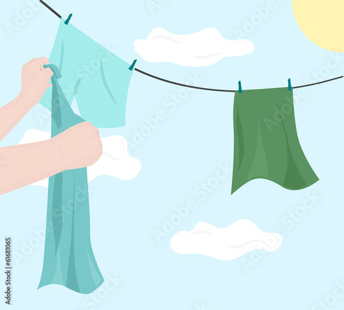 hanging clothes to dry