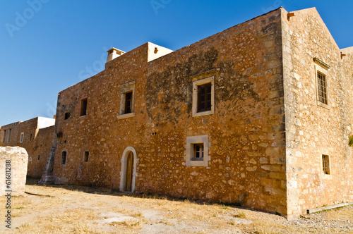 External walls of Arcady monastery  island of Crete