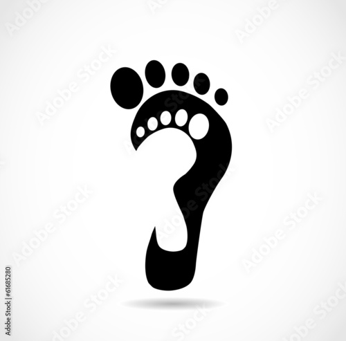 Black bare and white footsteps on white background