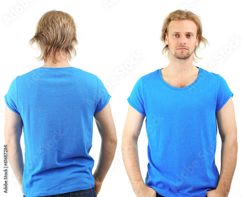 Handsome young man in t-shirt isolated on white