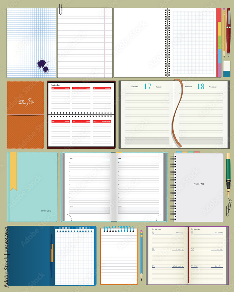 collection of vector notebooks - obrazy, fototapety, plakaty 
