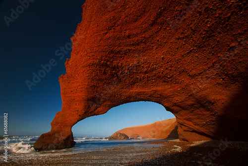 Legzira stone arches, Atlantic Ocean, Morocco, Africa