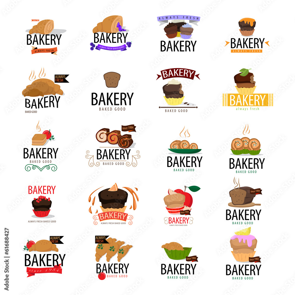 Bakery Icons Set - Isolated On White Background
