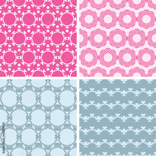 vector four abstract chain motives seamless patterns set in