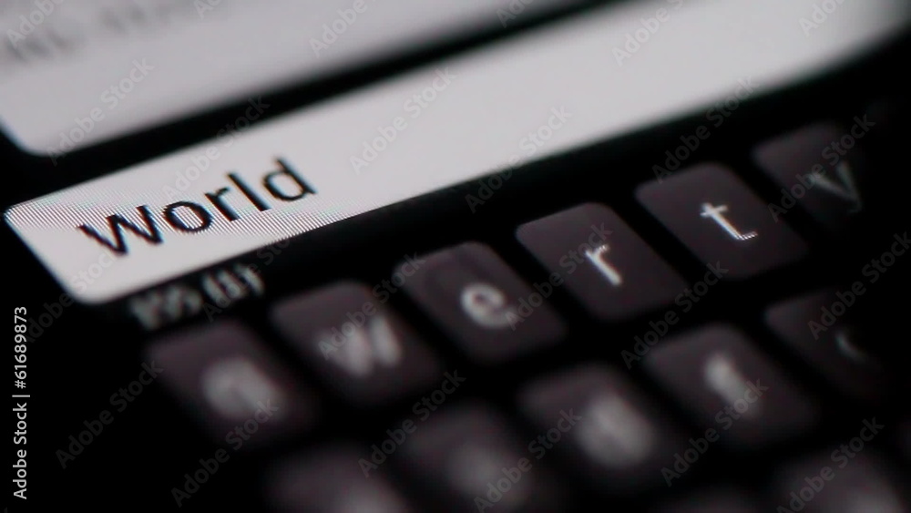 Typing the words World Wide Web on smartphone, Close up Typing the words World Wide Web on smartphone, Close up