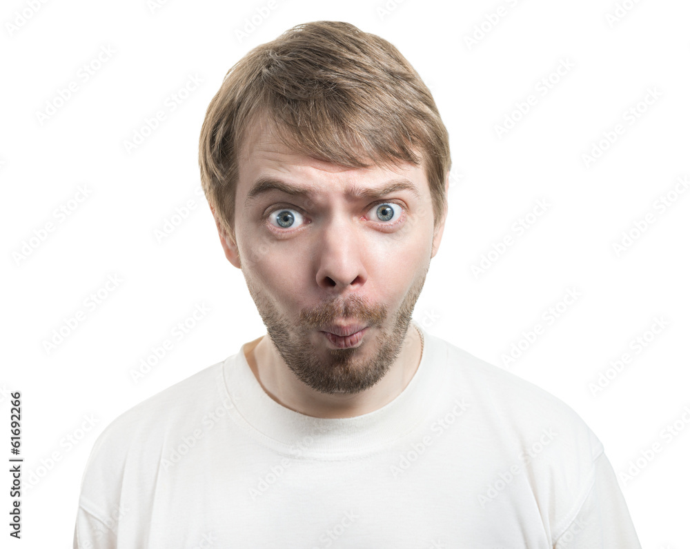 Surprised face. Isolated on white. Surprised face. Isolated on white.