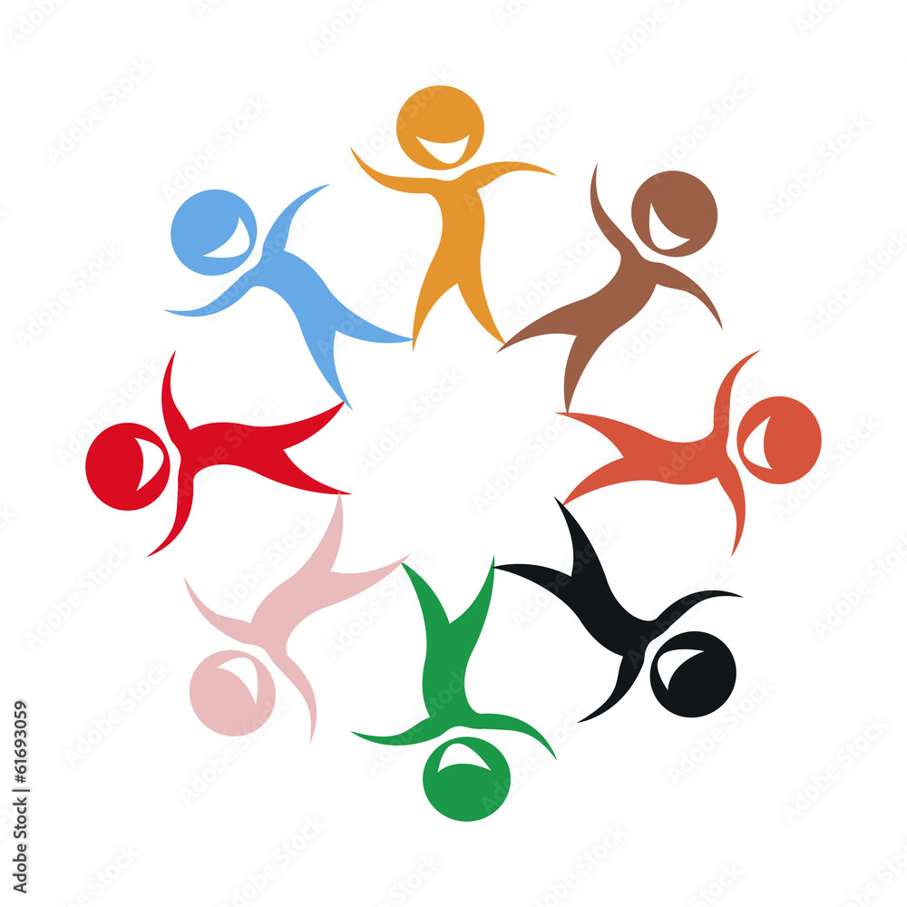 Stylized kids of different colors Stylized kids of different colors