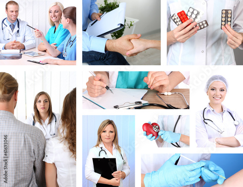 Collage of medical staff in...