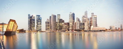 Singapore`s business district at night photo