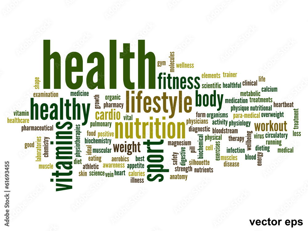 Vector conceptual health word cloud Vector conceptual health word cloud