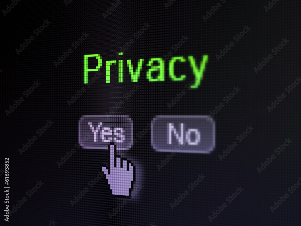 Safety concept: Privacy on digital computer screen Safety concept: Privacy on digital computer screen