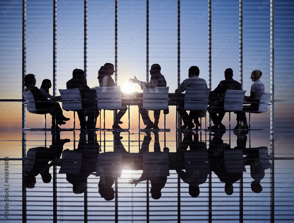 Silhouette of Business Meeting - obrazy, fototapety, plakaty 