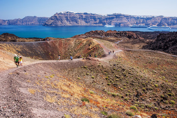 Fotobehang Vulkaan Vulkaankrater van Santorini Griekenland  © artistique7