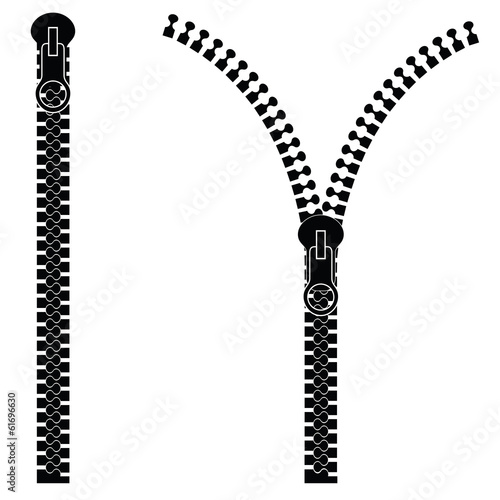 Zipper isolated on white background, vector